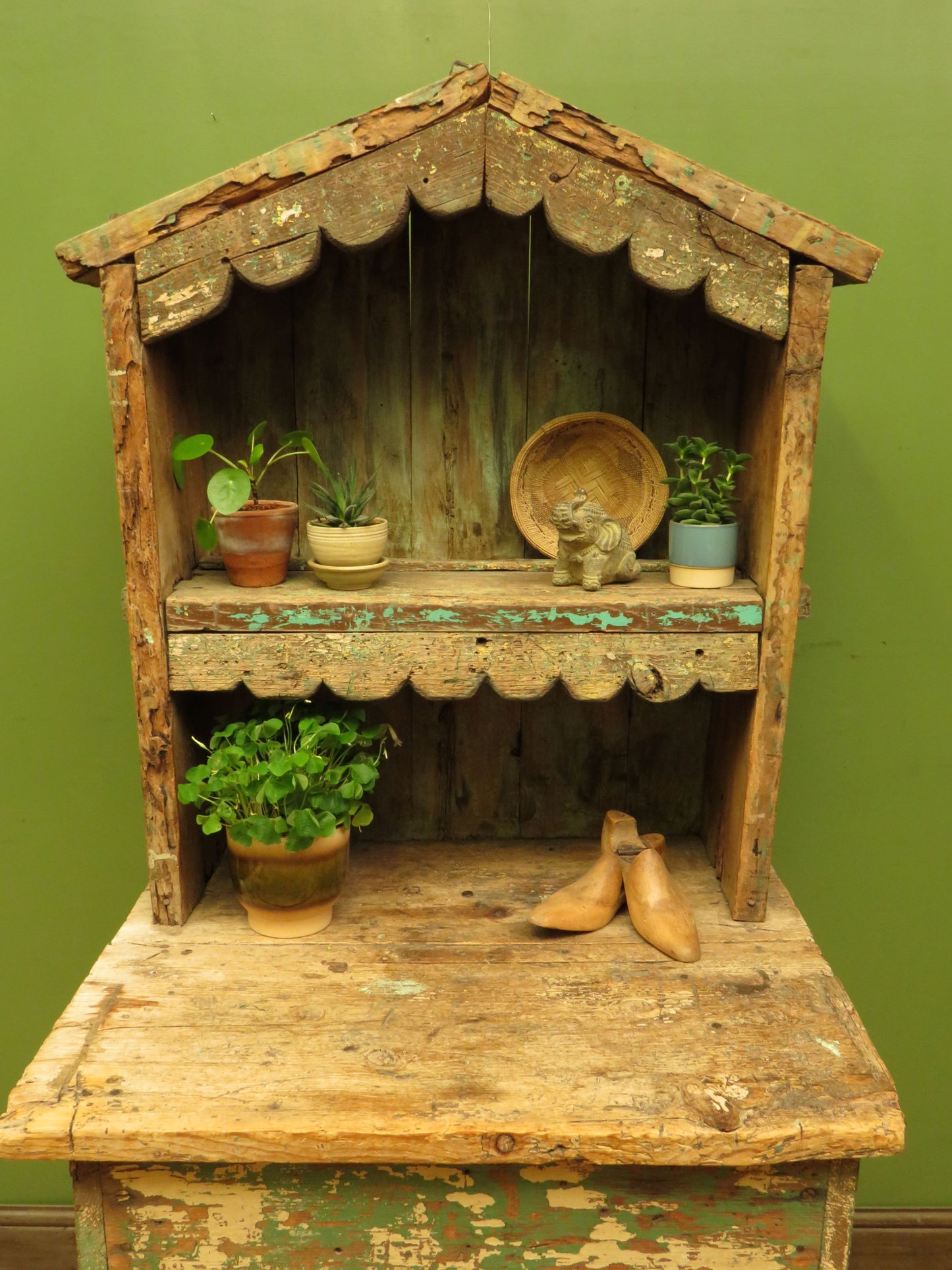 Old Rustic French Gardening Potting Shed Shop Display Hutch