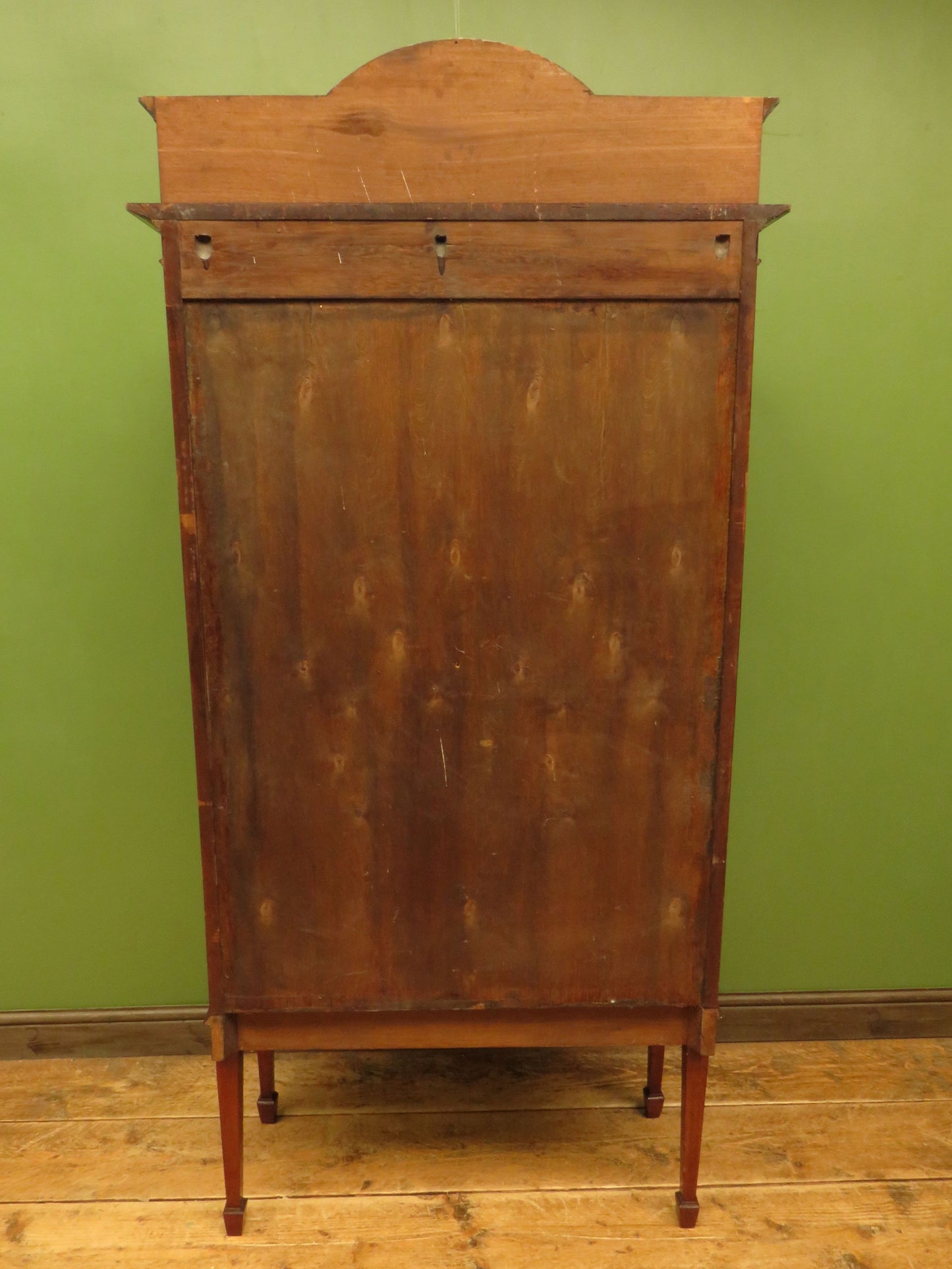 Art Nouveau Glazed Cabinet with Peacock Fabric Interior