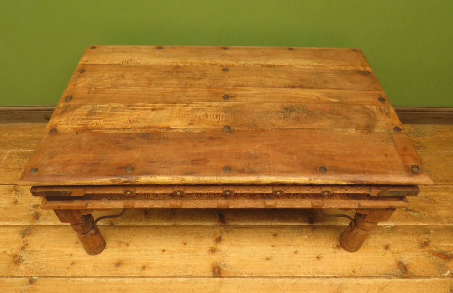 Indian Coffee Table with wrought metal detailing