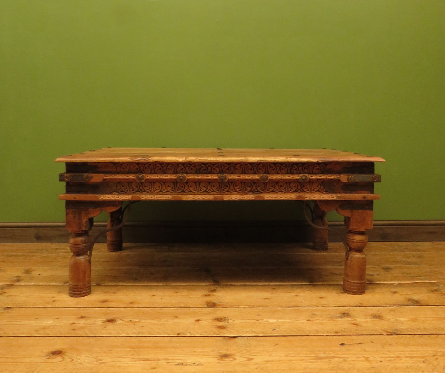 Indian Coffee Table with wrought metal detailing