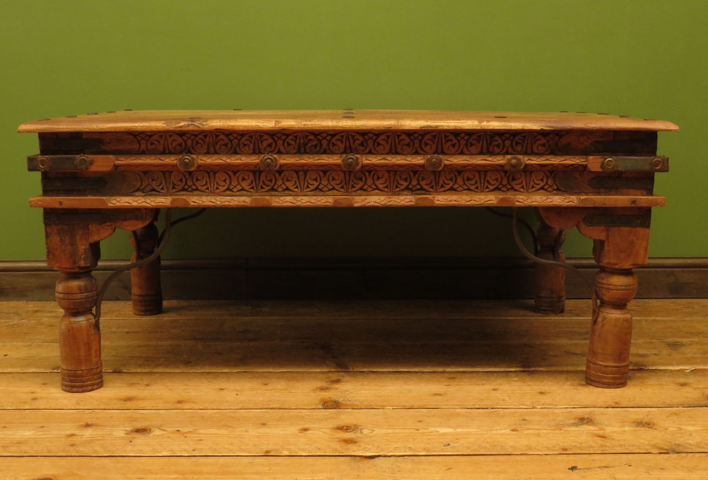 Indian Coffee Table with wrought metal detailing