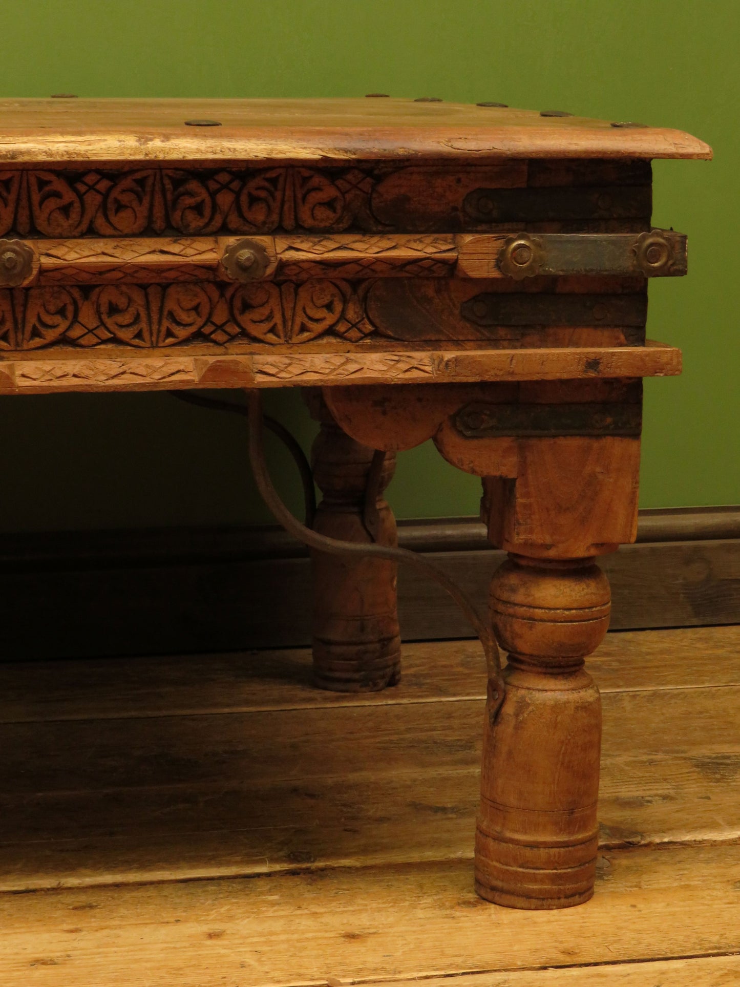Indian Coffee Table with wrought metal detailing