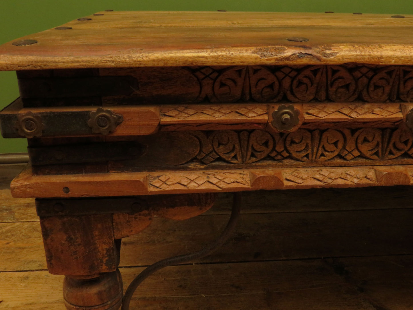 Indian Coffee Table with wrought metal detailing