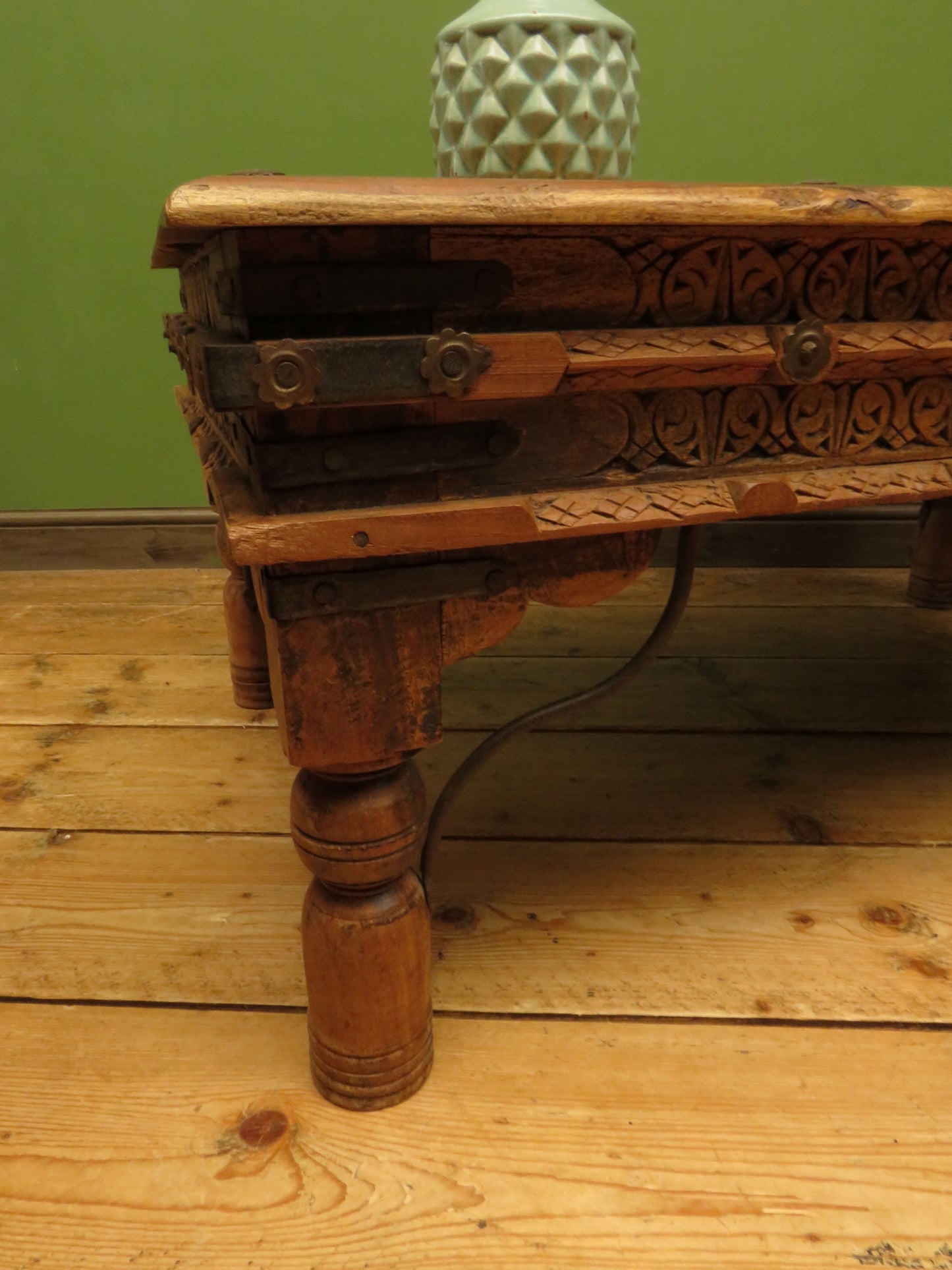 Indian Coffee Table with wrought metal detailing