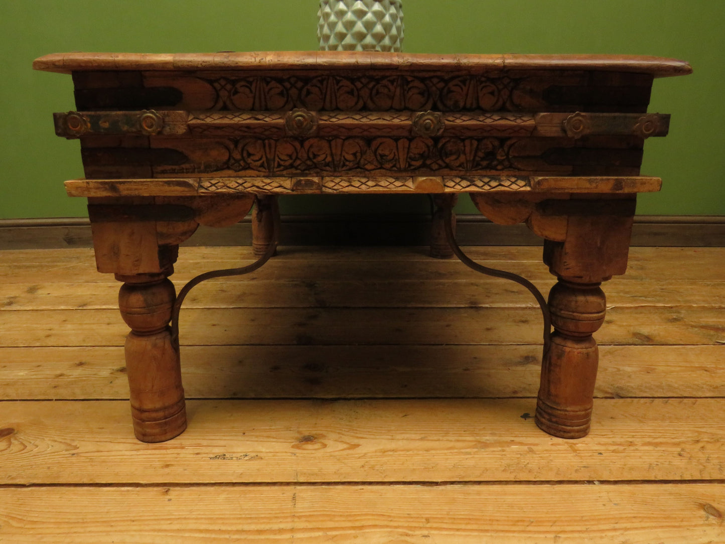 Indian Coffee Table with wrought metal detailing