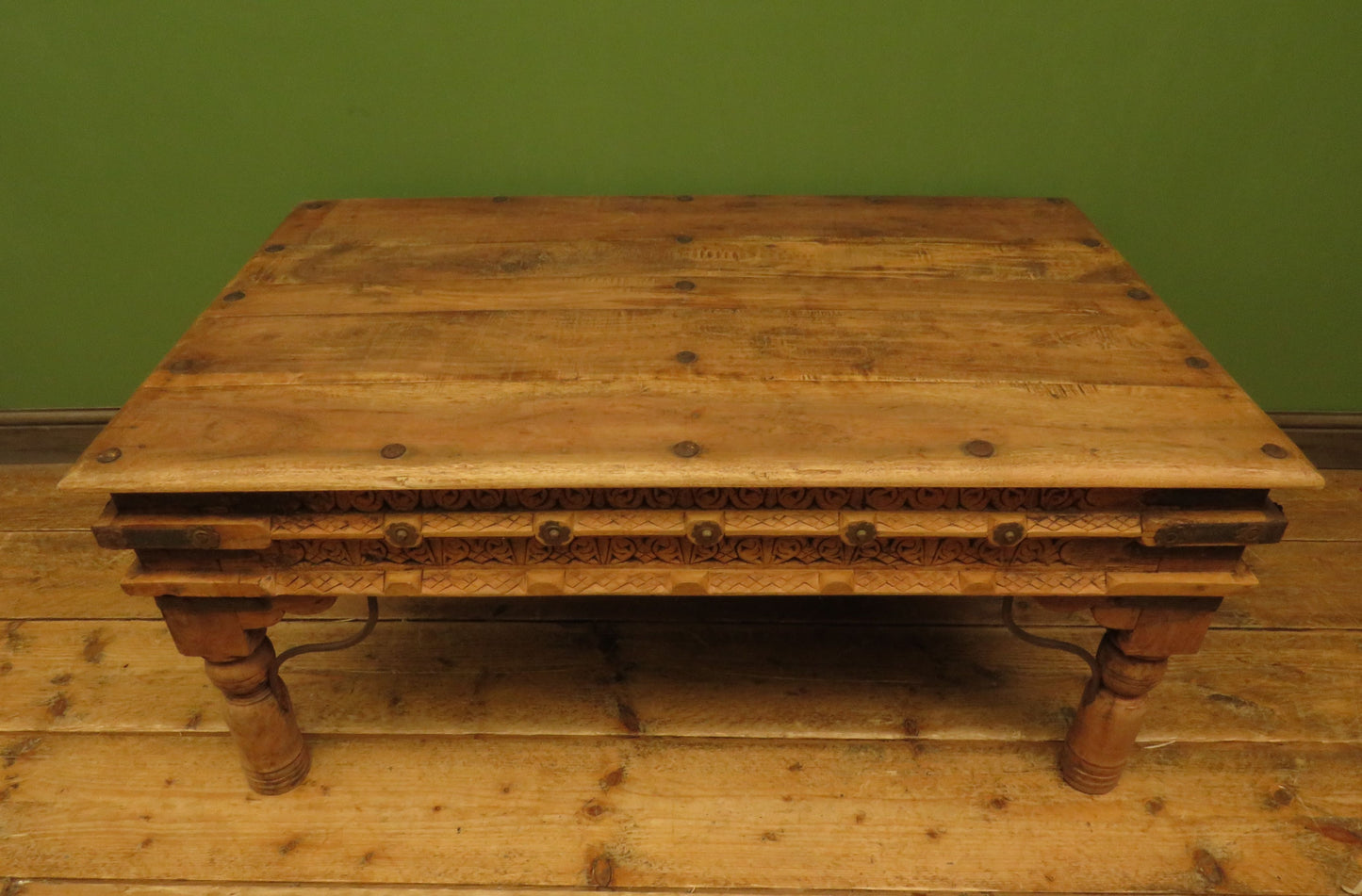 Indian Coffee Table with wrought metal detailing