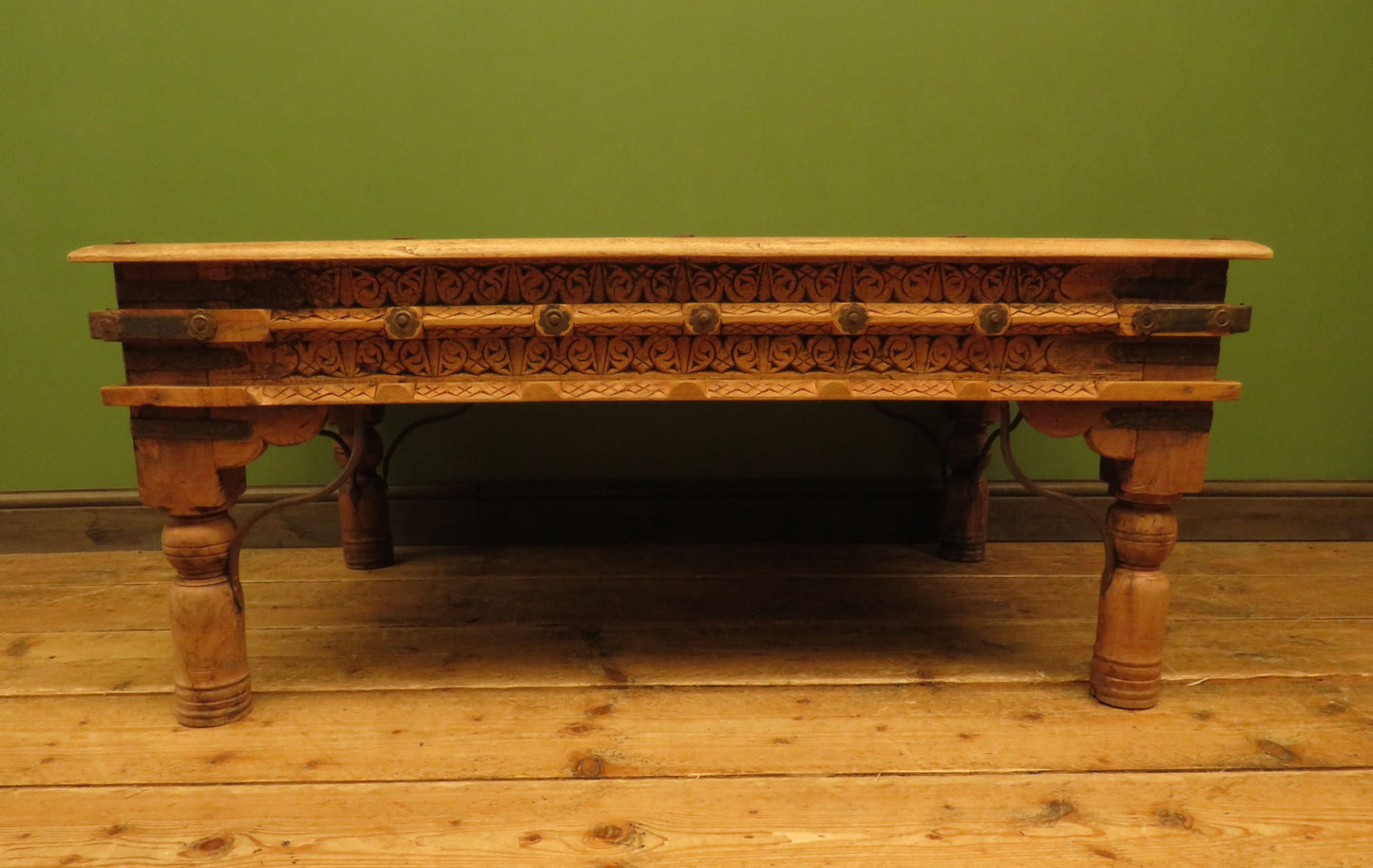 Indian Coffee Table with wrought metal detailing