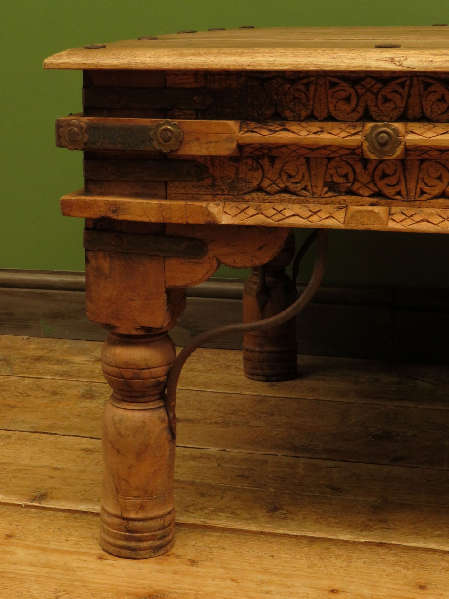 Indian Coffee Table with wrought metal detailing