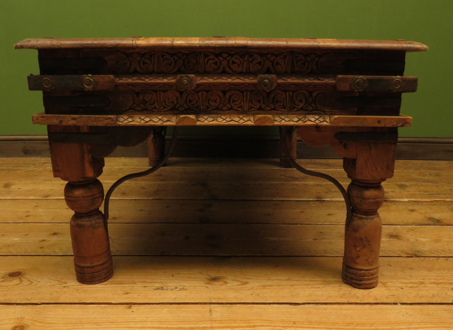 Indian Coffee Table with wrought metal detailing