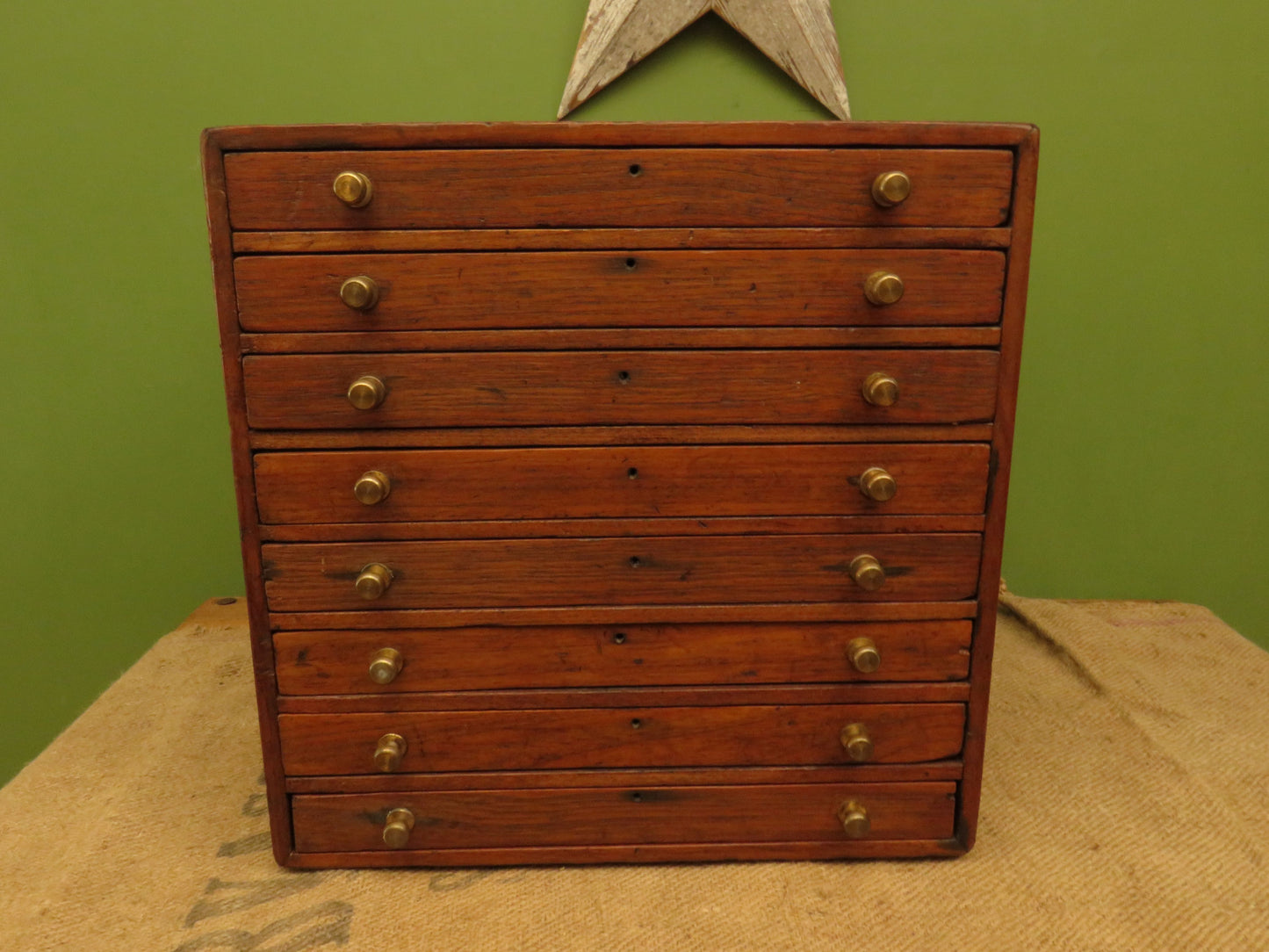 Large Antique Table top Collectors Chest of 8 drawers
