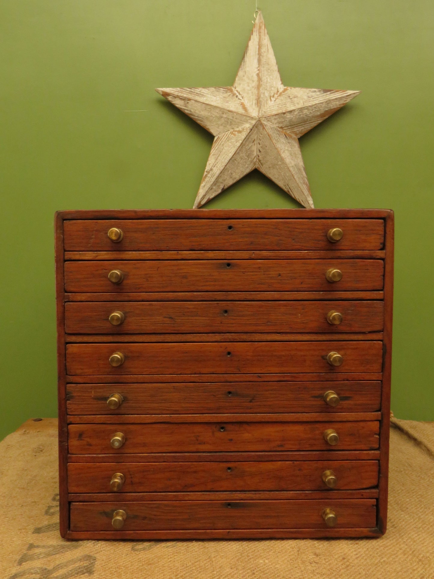 Large Antique Table top Collectors Chest of 8 drawers
