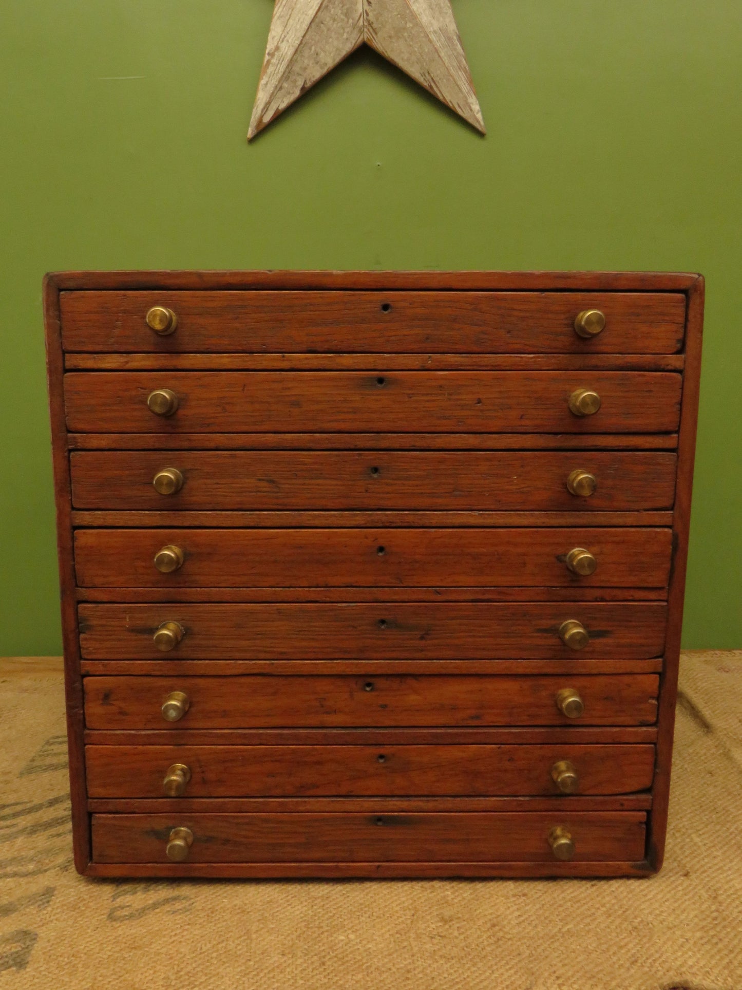 Large Antique Table top Collectors Chest of 8 drawers