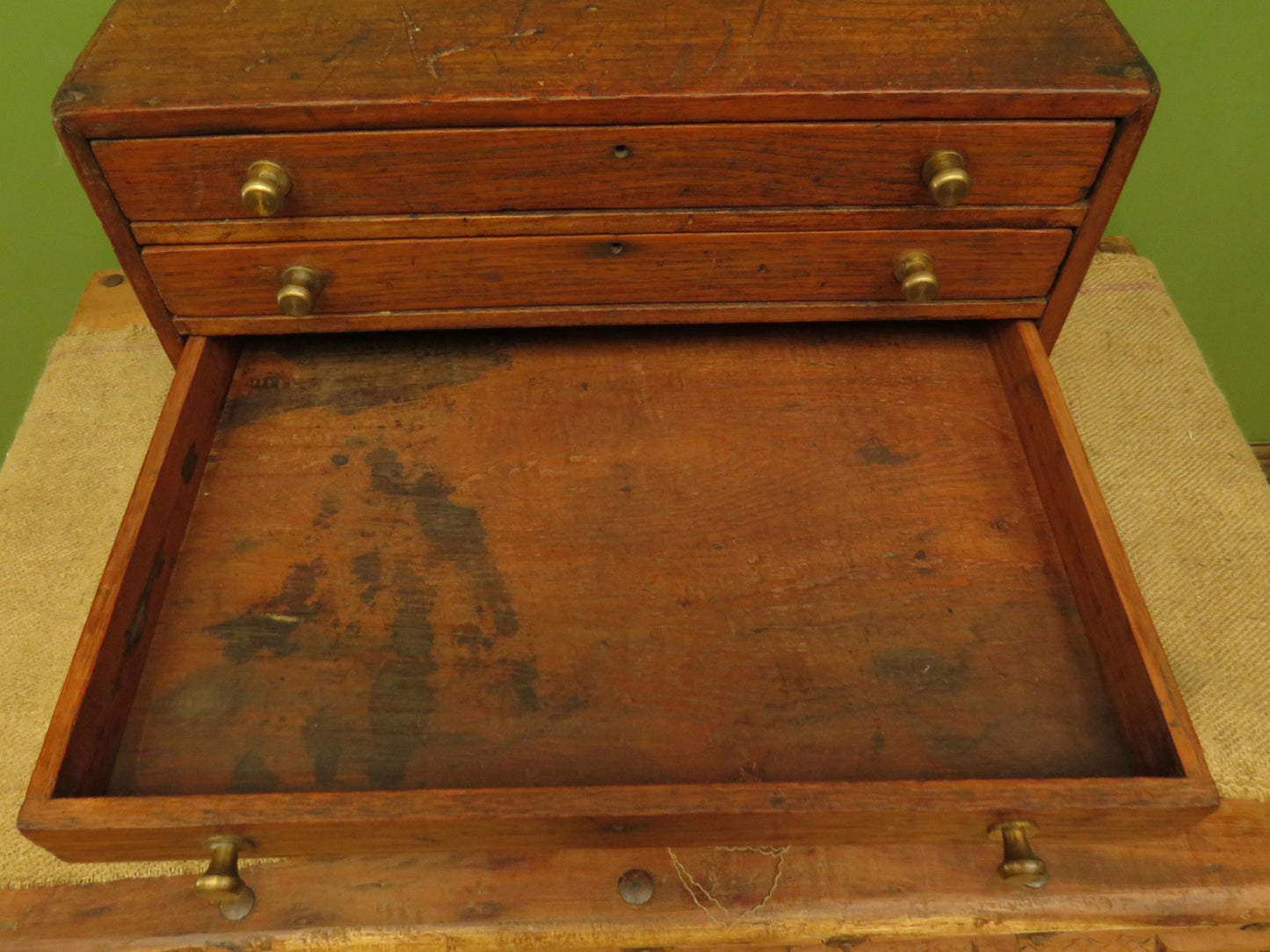 Large Antique Table top Collectors Chest of 8 drawers
