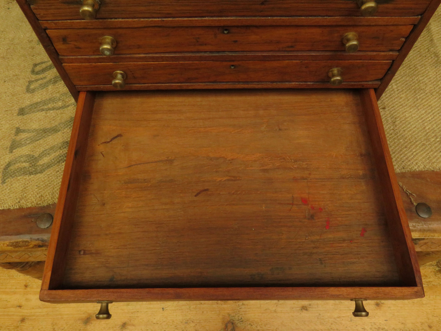 Large Antique Table top Collectors Chest of 8 drawers