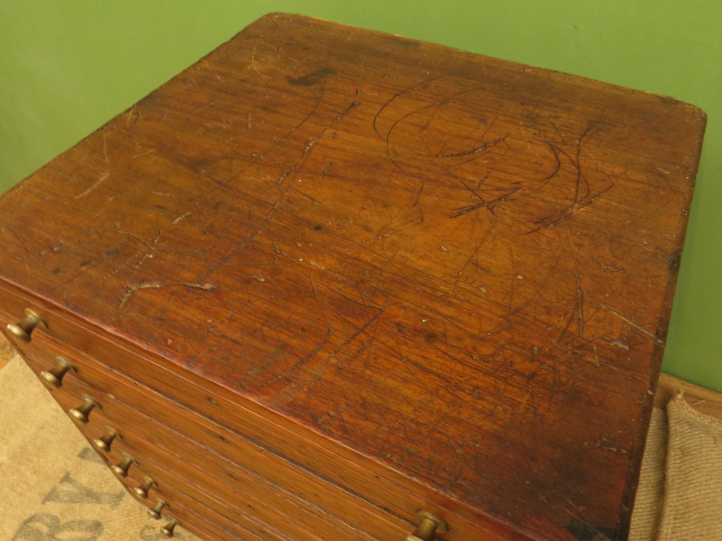 Large Antique Table top Collectors Chest of 8 drawers