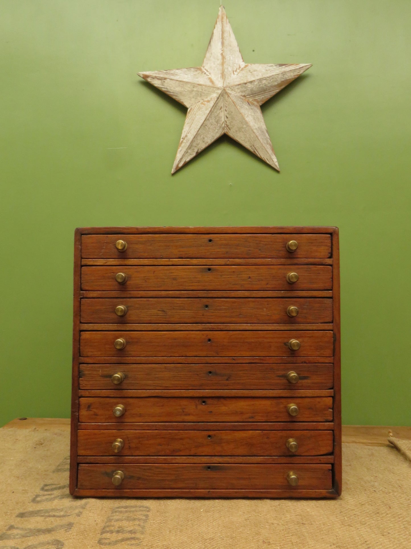 Large Antique Table top Collectors Chest of 8 drawers