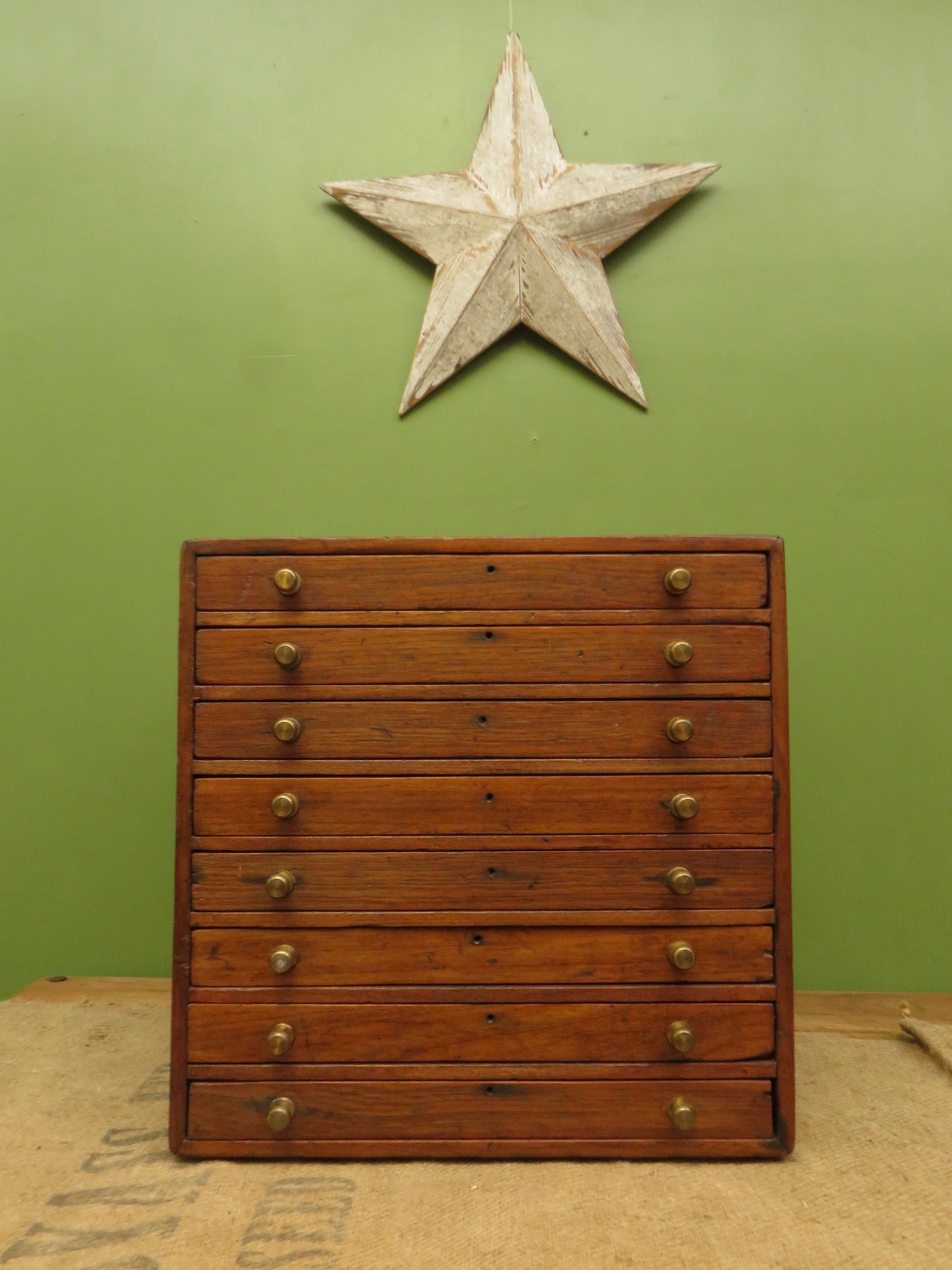 Large Antique Table top Collectors Chest of 8 drawers