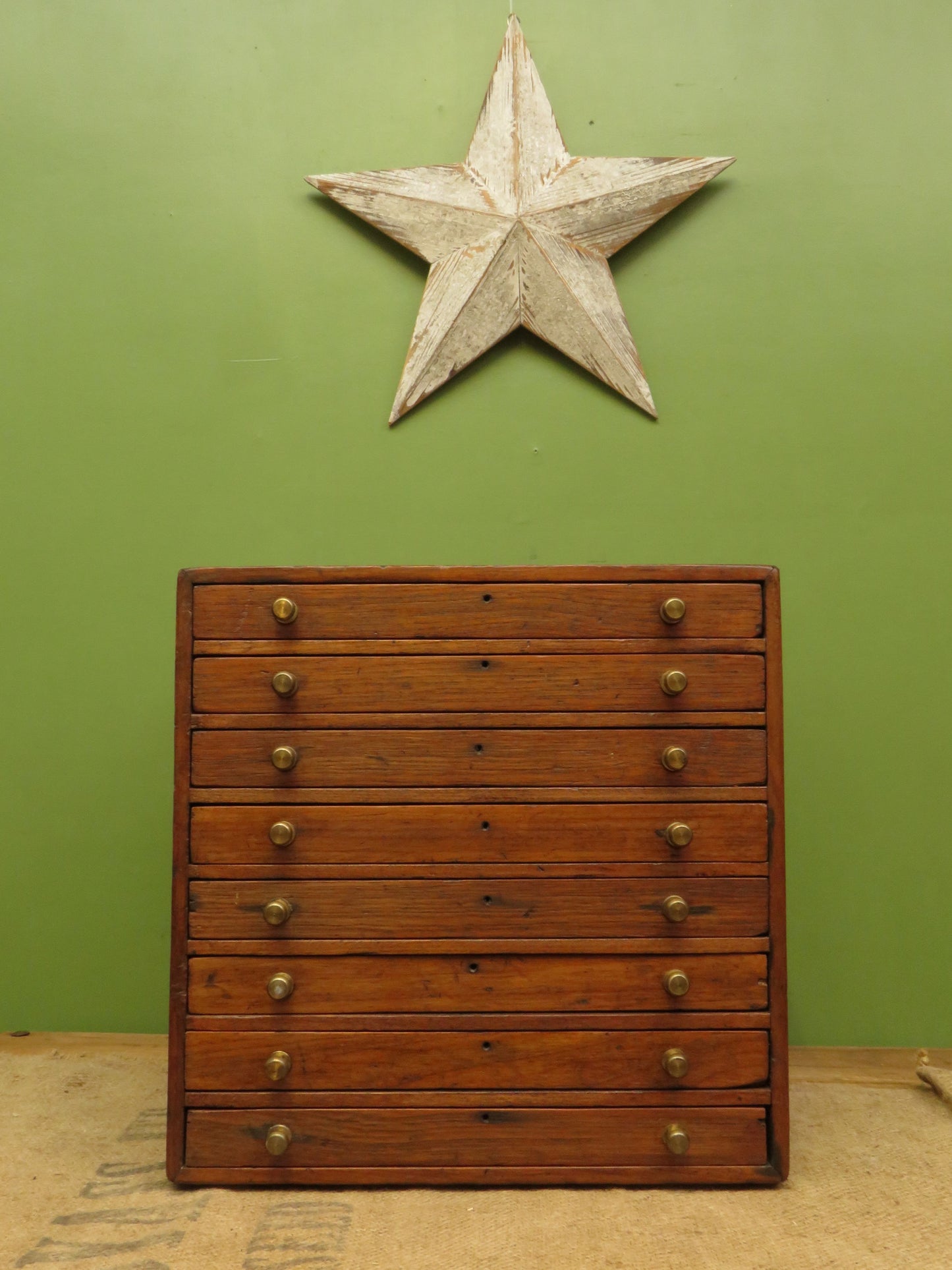 Large Antique Table top Collectors Chest of 8 drawers