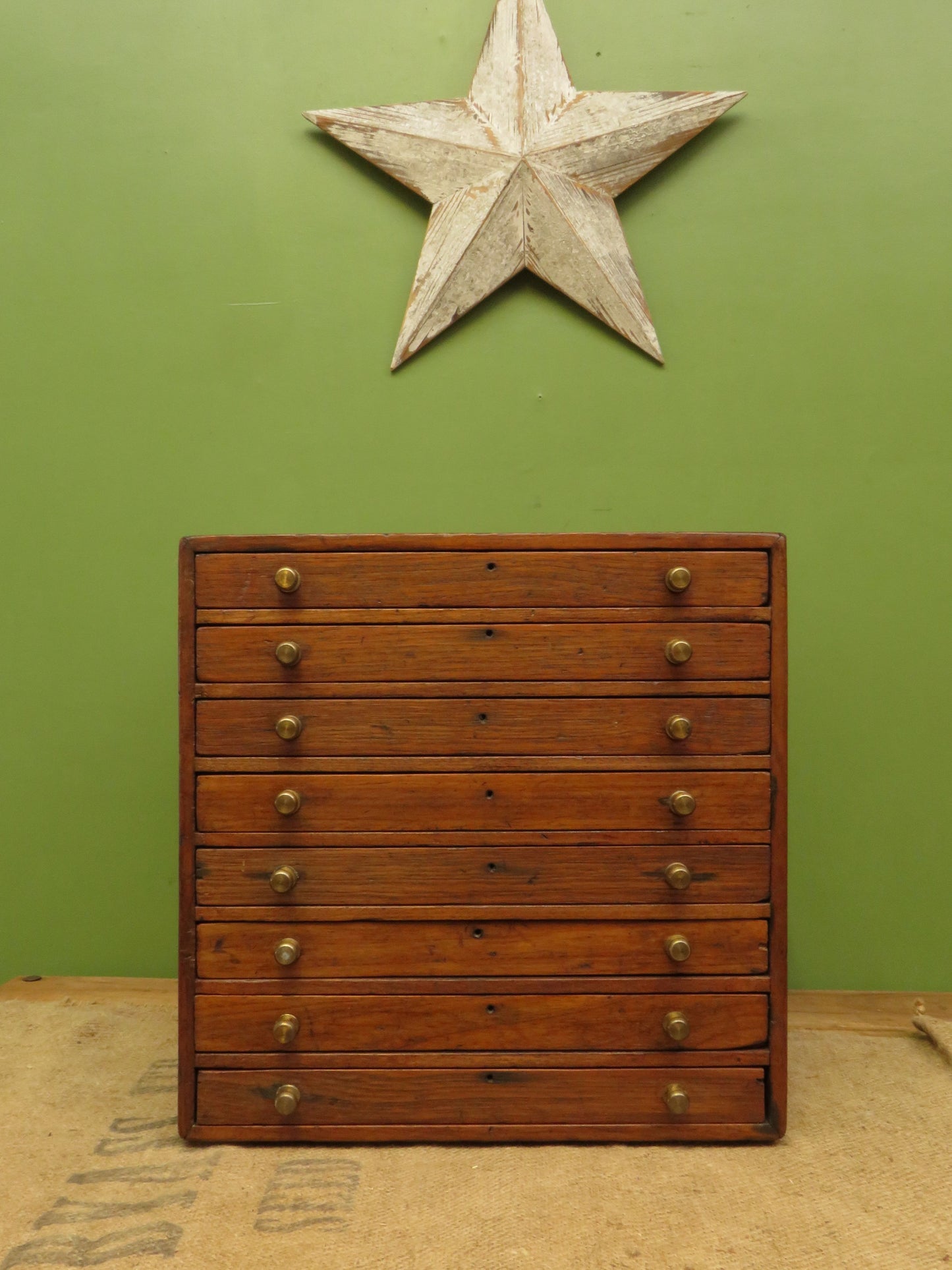 Large Antique Table top Collectors Chest of 8 drawers