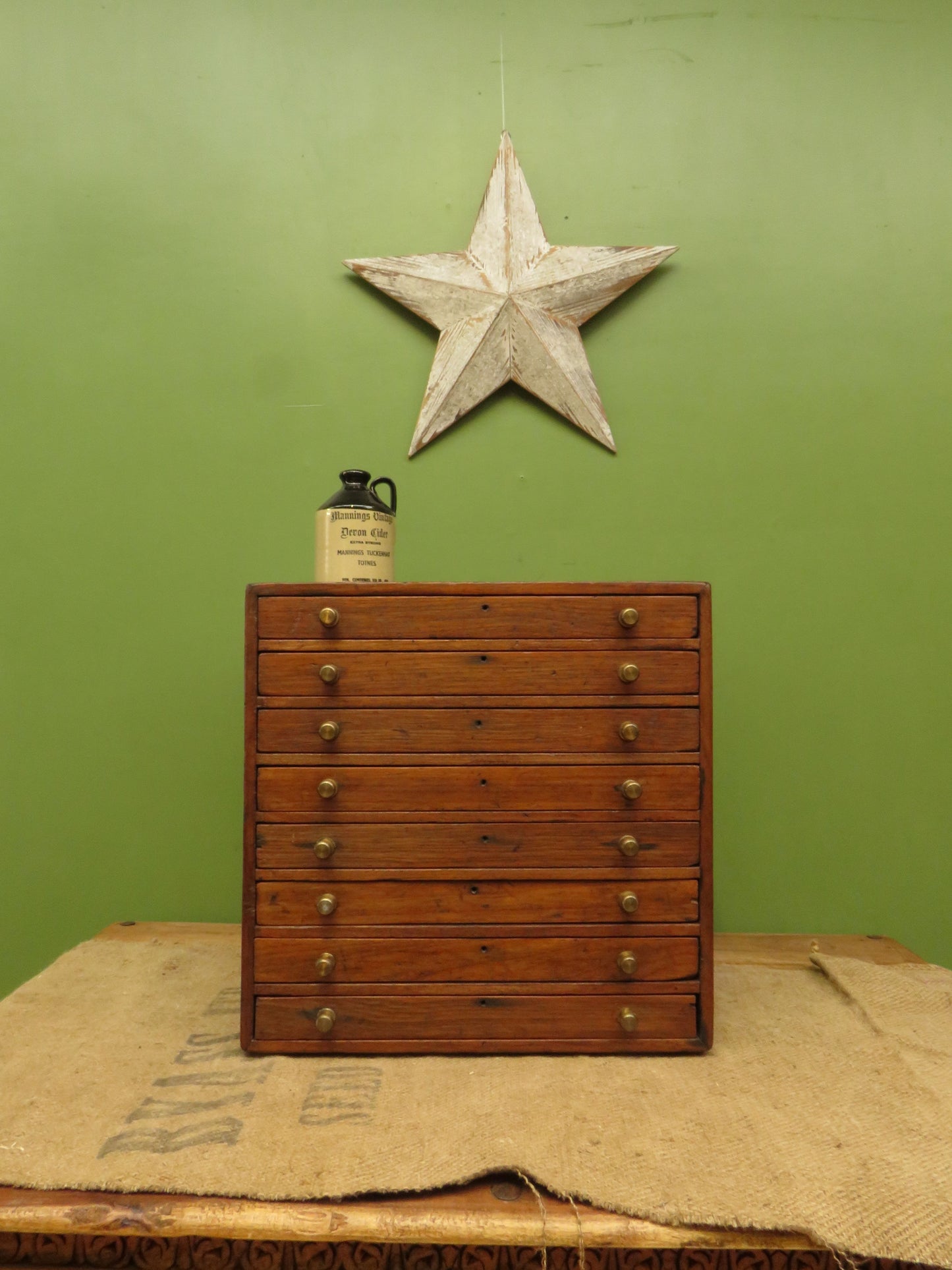 Large Antique Table top Collectors Chest of 8 drawers