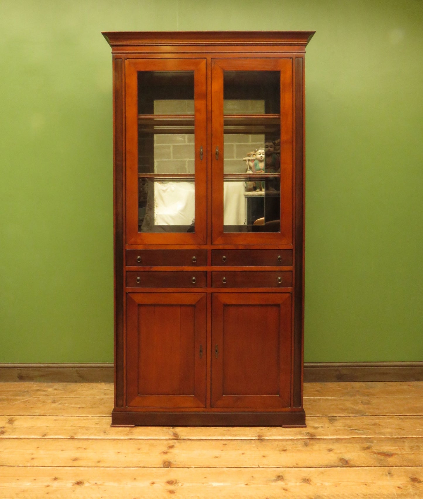 Tall Narrow Display Cabinet with Cupboard