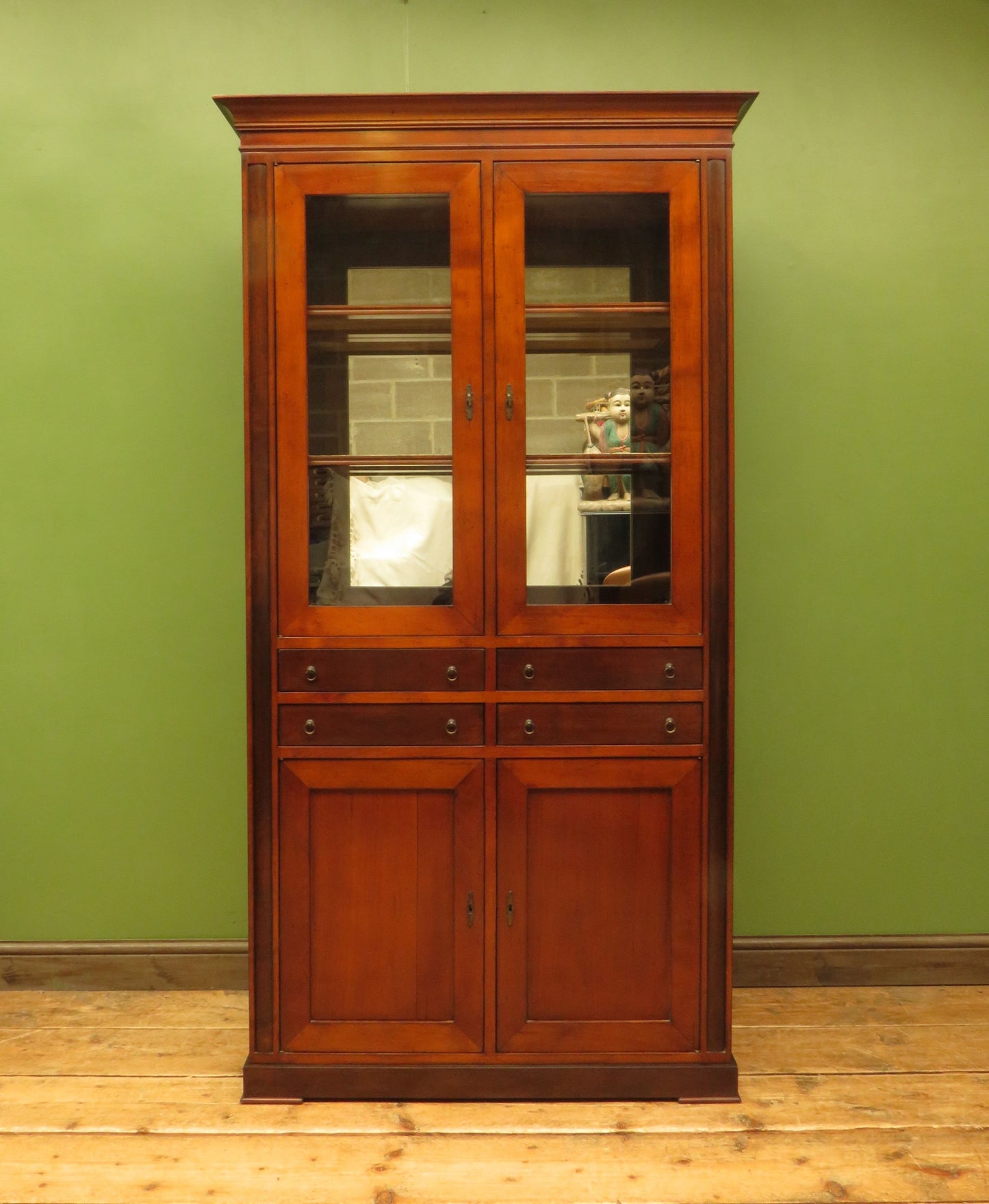 Tall Narrow Display Cabinet with Cupboard
