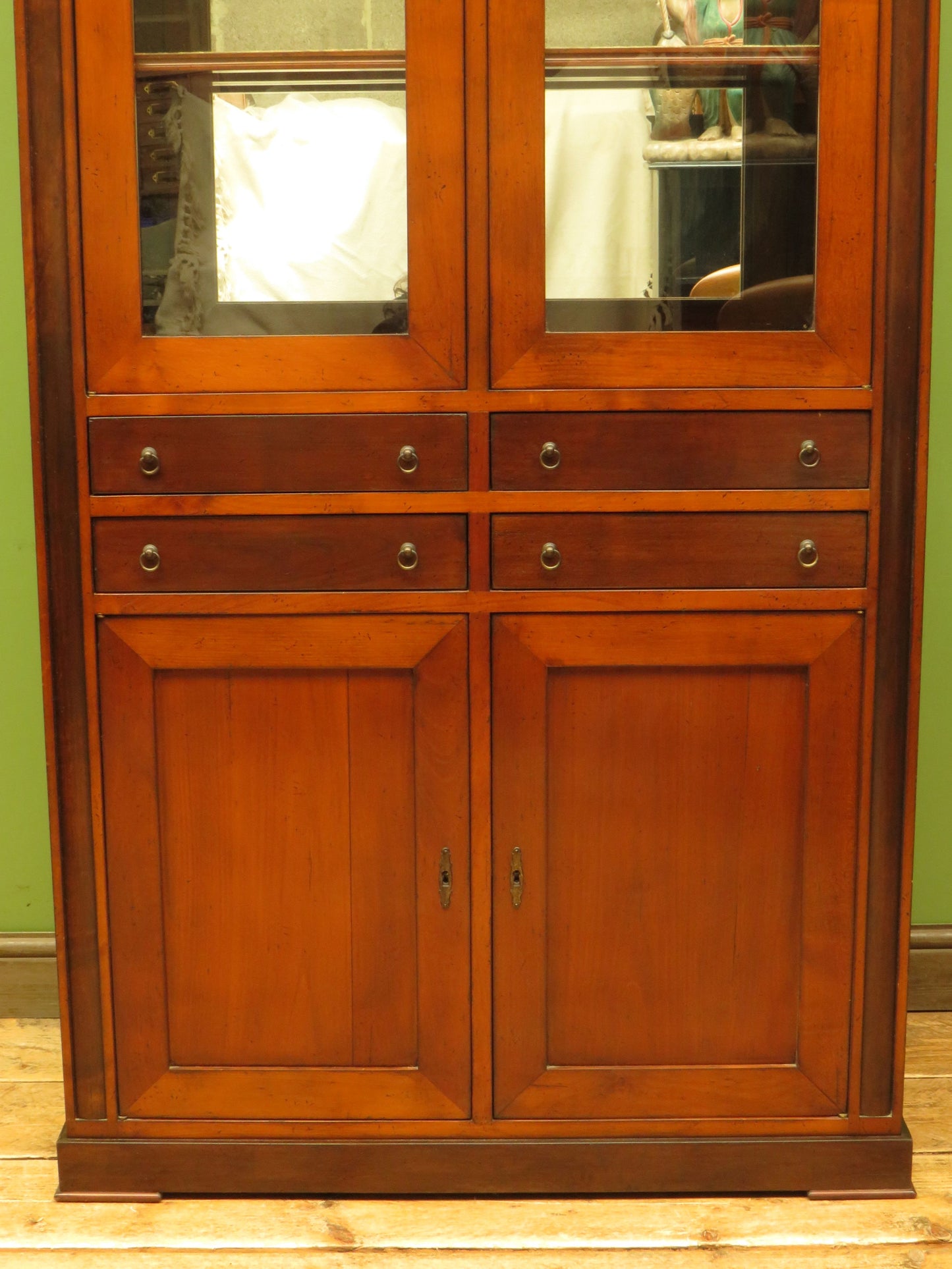 Tall Narrow Display Cabinet with Cupboard