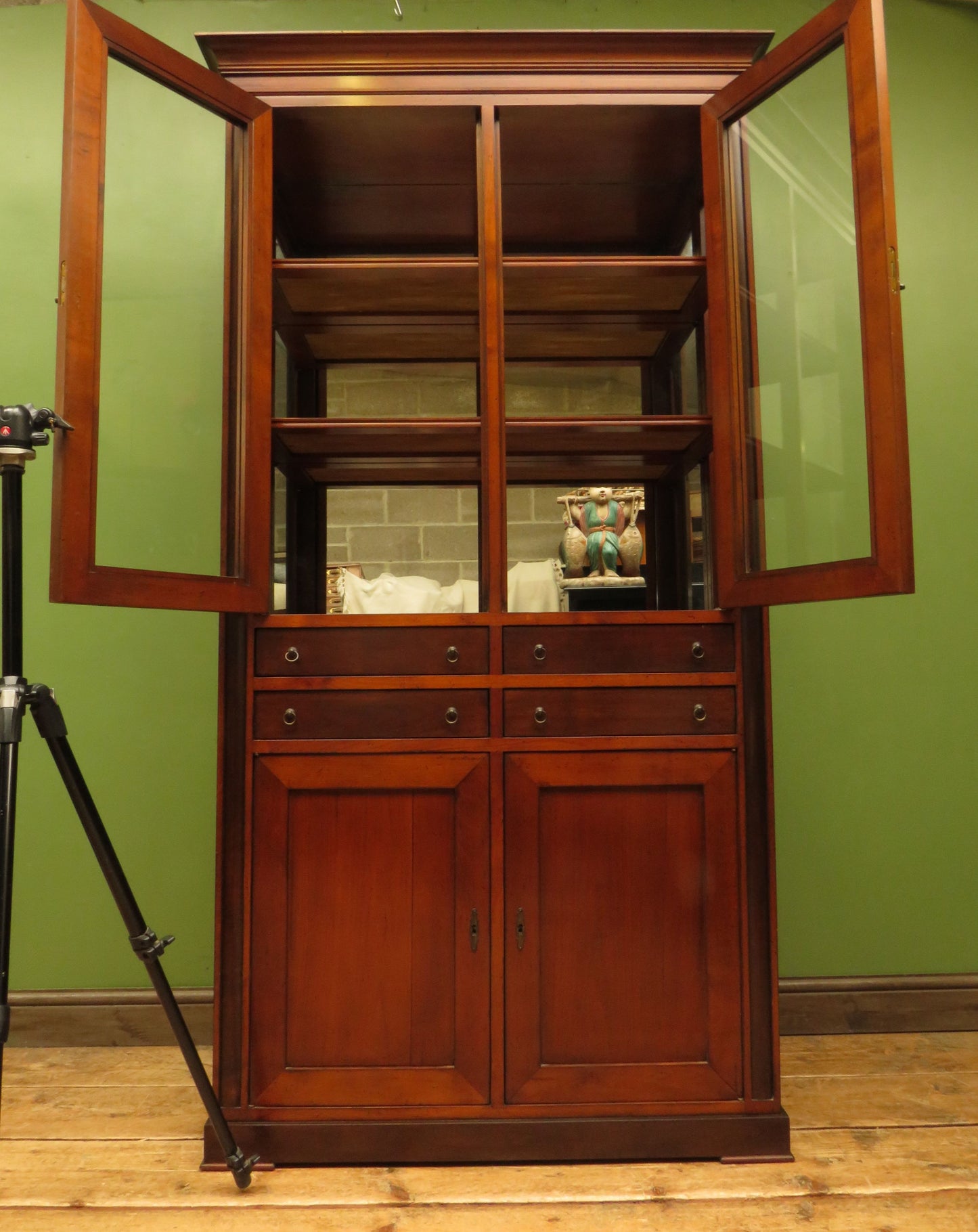 Tall Narrow Display Cabinet with Cupboard