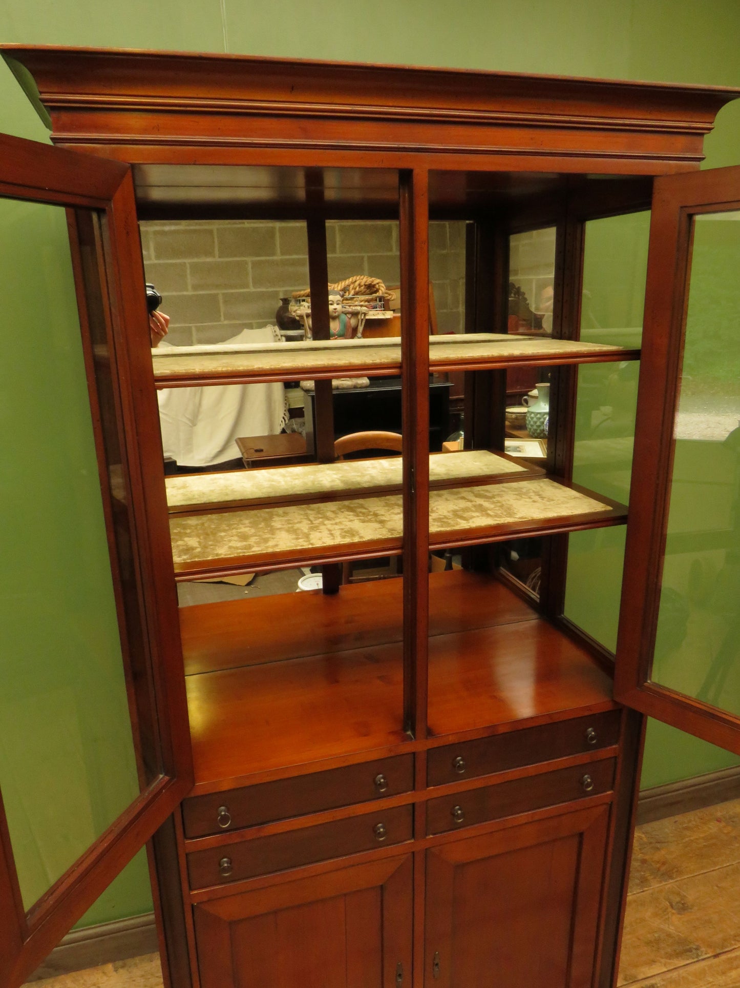 Tall Narrow Display Cabinet with Cupboard