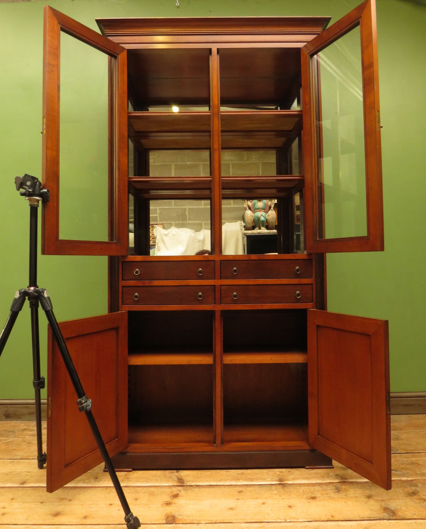 Tall Narrow Display Cabinet with Cupboard