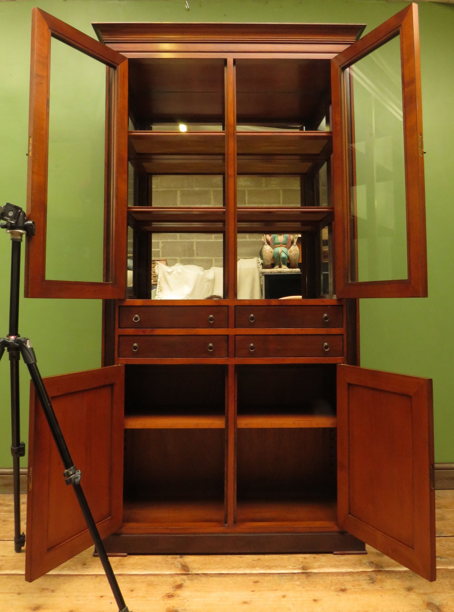 Tall Narrow Display Cabinet with Cupboard