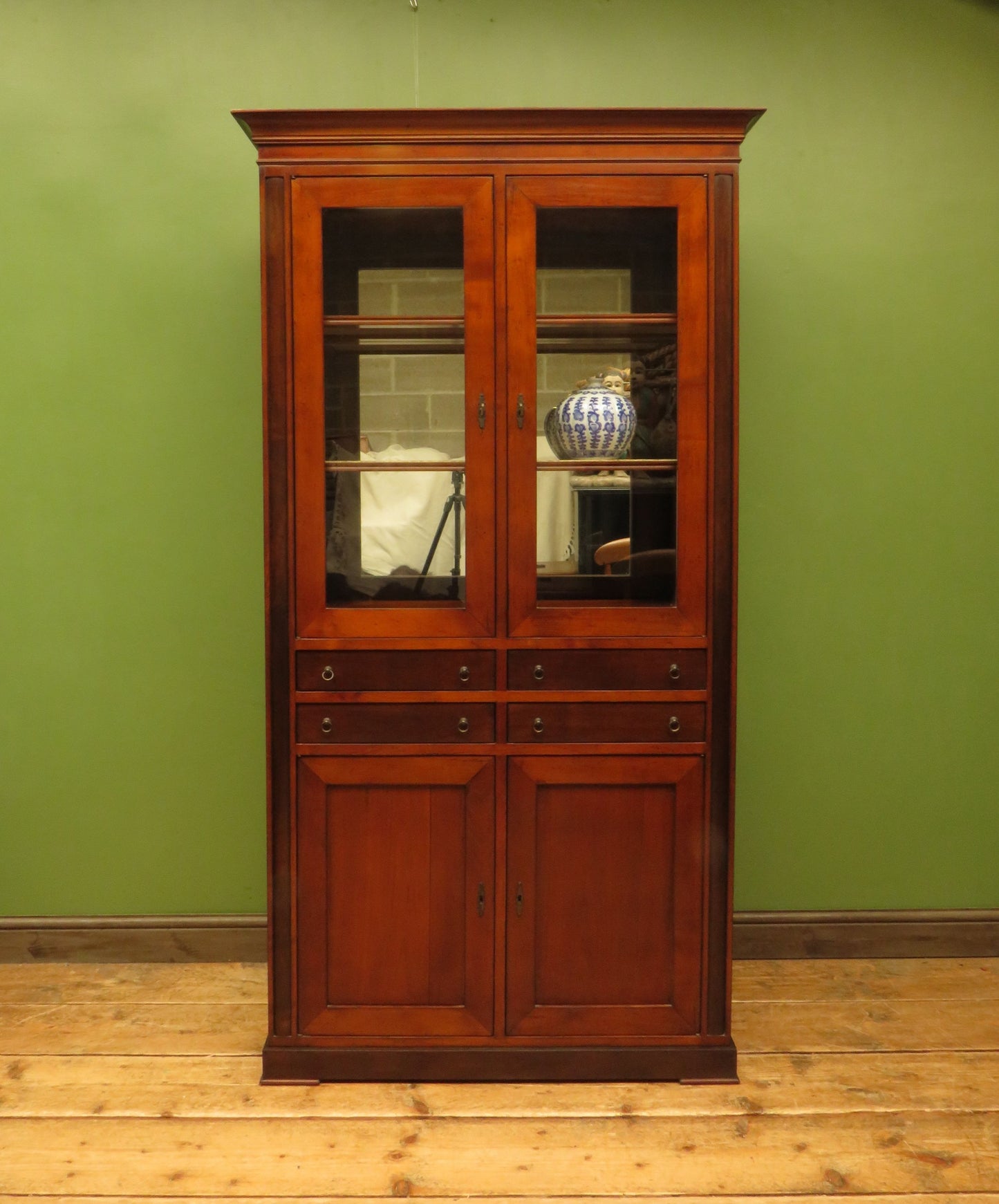 Tall Narrow Display Cabinet with Cupboard