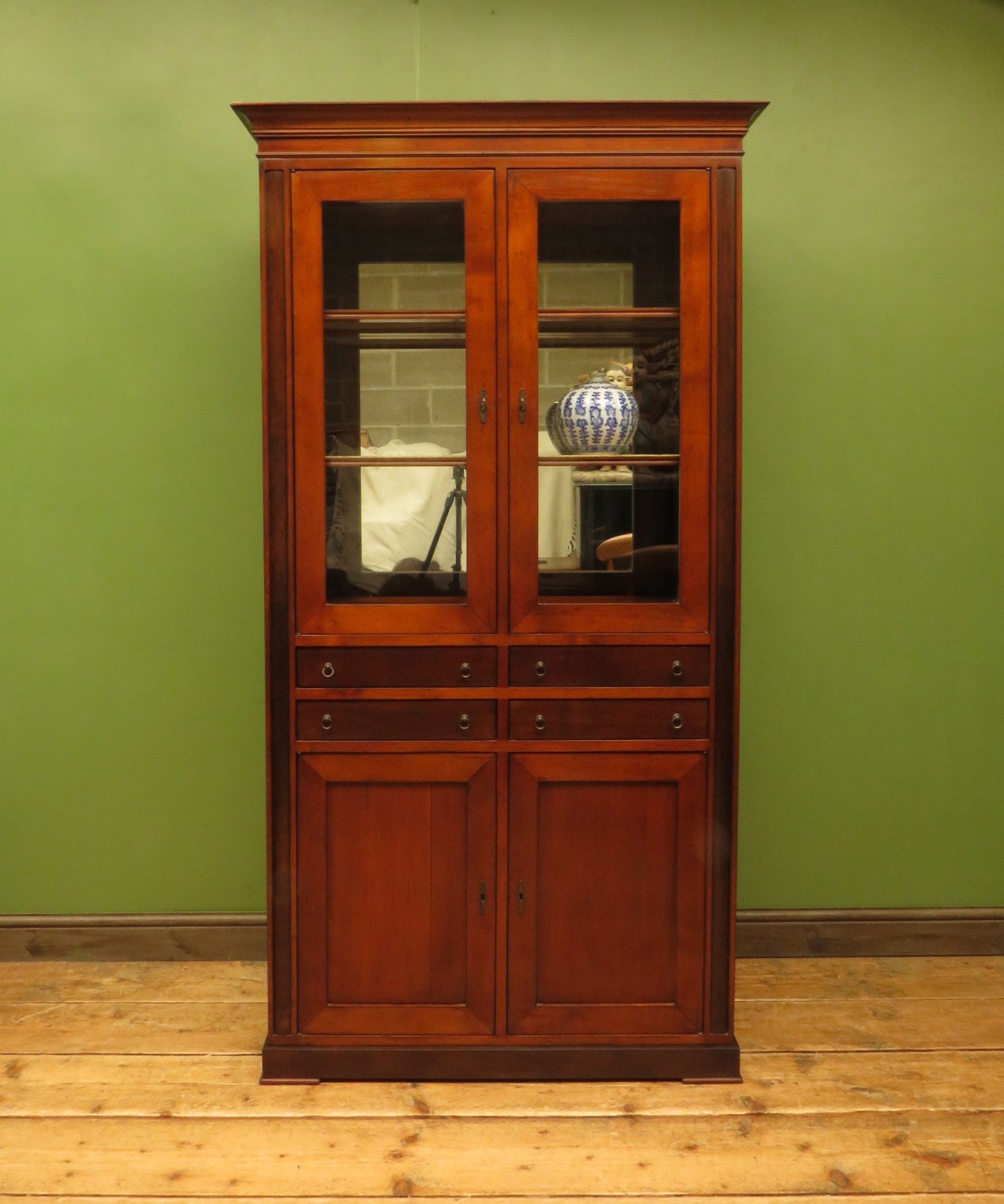 Tall Narrow Display Cabinet with Cupboard