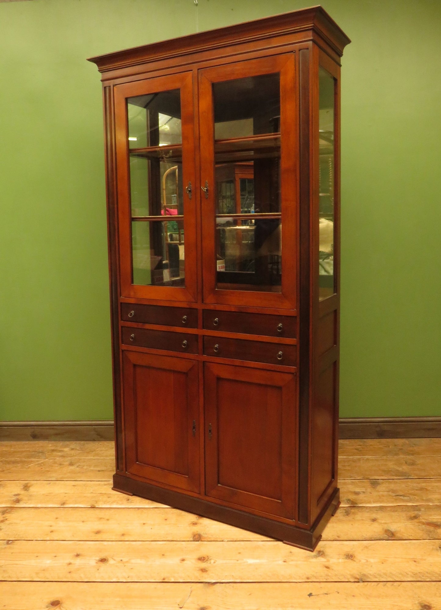 Tall Narrow Display Cabinet with Cupboard