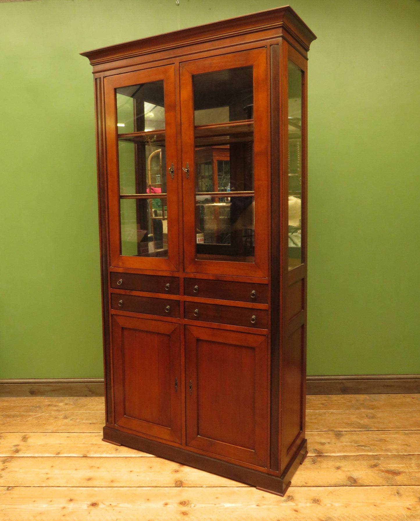 Tall Narrow Display Cabinet with Cupboard