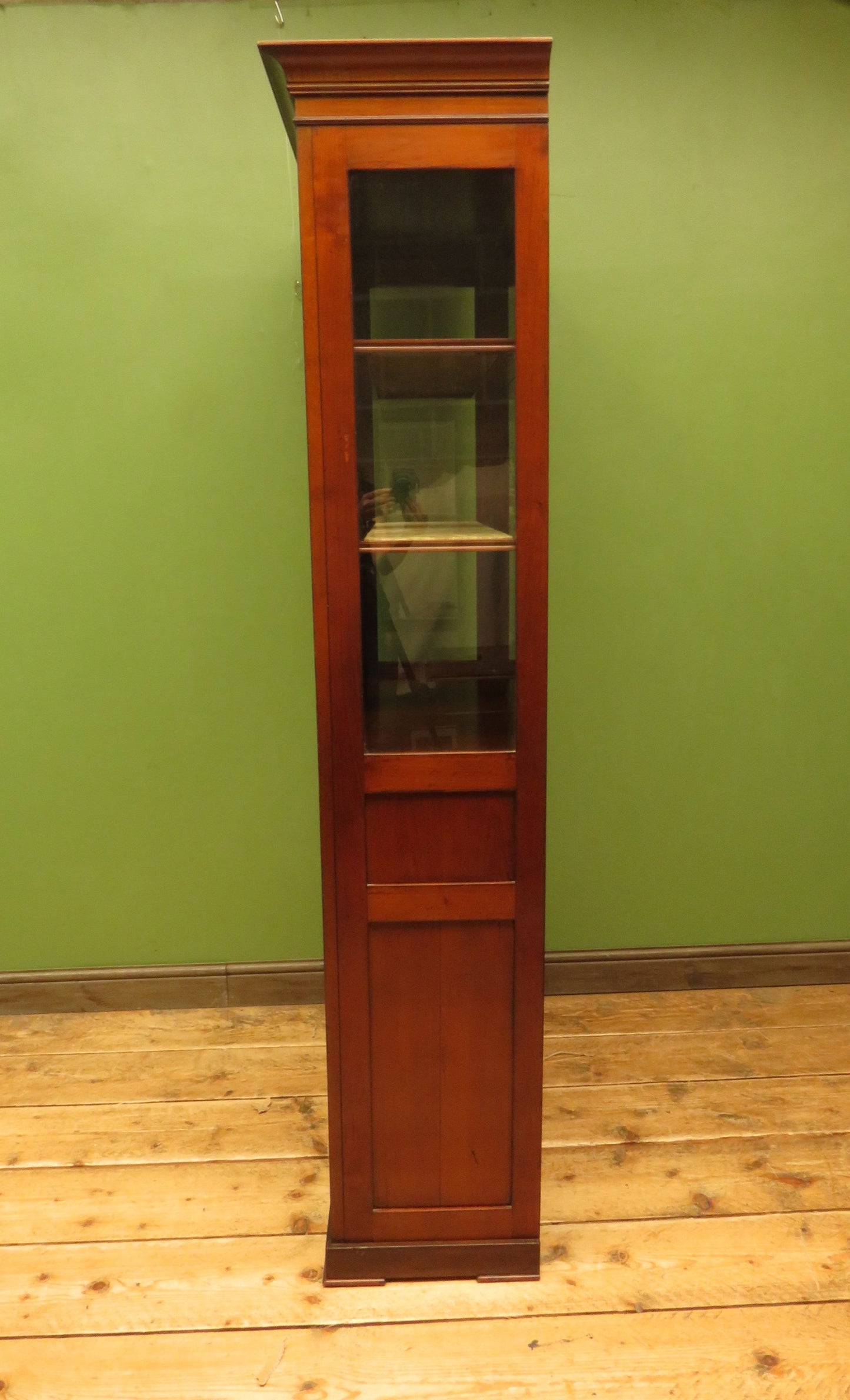 Tall Narrow Display Cabinet with Cupboard