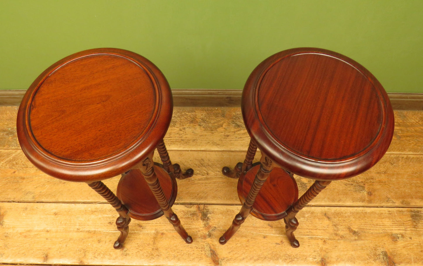 Pair of Jardiniere Plant Stands by Ancient Mariner, set on barley twist supports