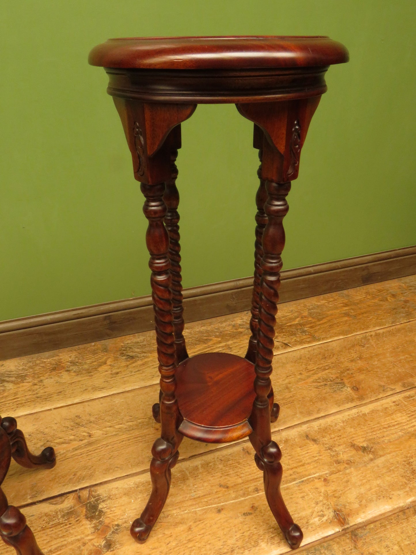 Pair of Jardiniere Plant Stands by Ancient Mariner, set on barley twist supports