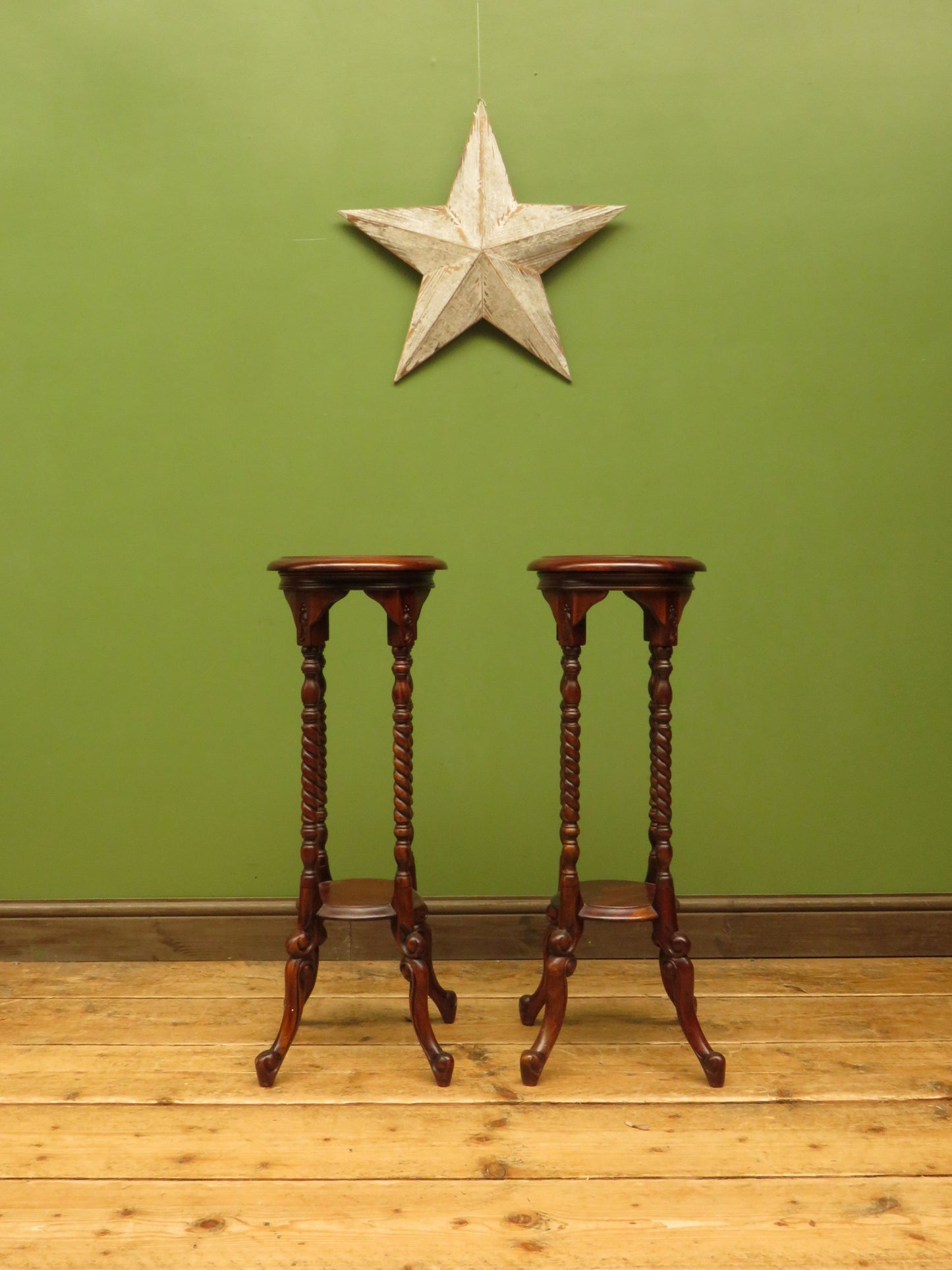 Pair of Jardiniere Plant Stands by Ancient Mariner, set on barley twist supports