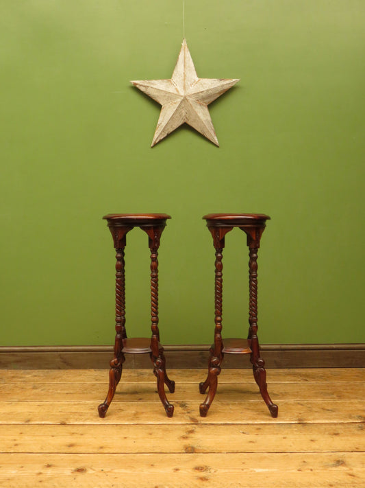 Pair of Jardiniere Plant Stands by Ancient Mariner, set on barley twist supports