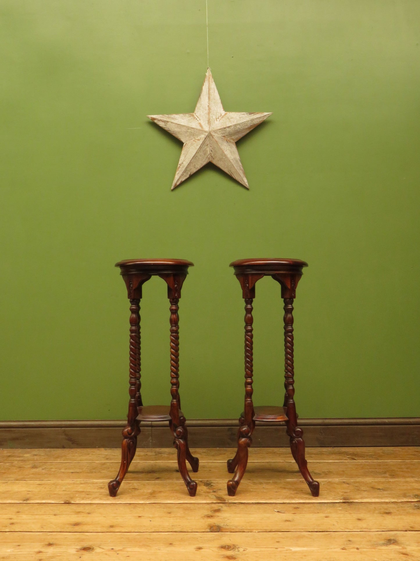 Pair of Jardiniere Plant Stands by Ancient Mariner, set on barley twist supports