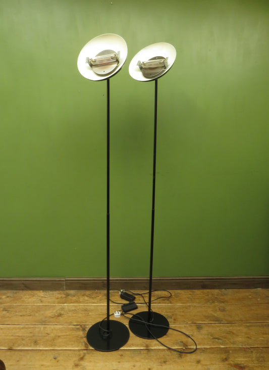 Pair of Vintage 1980s Relux Italian Halogen Uplighter Lamps with dimmable bulbs