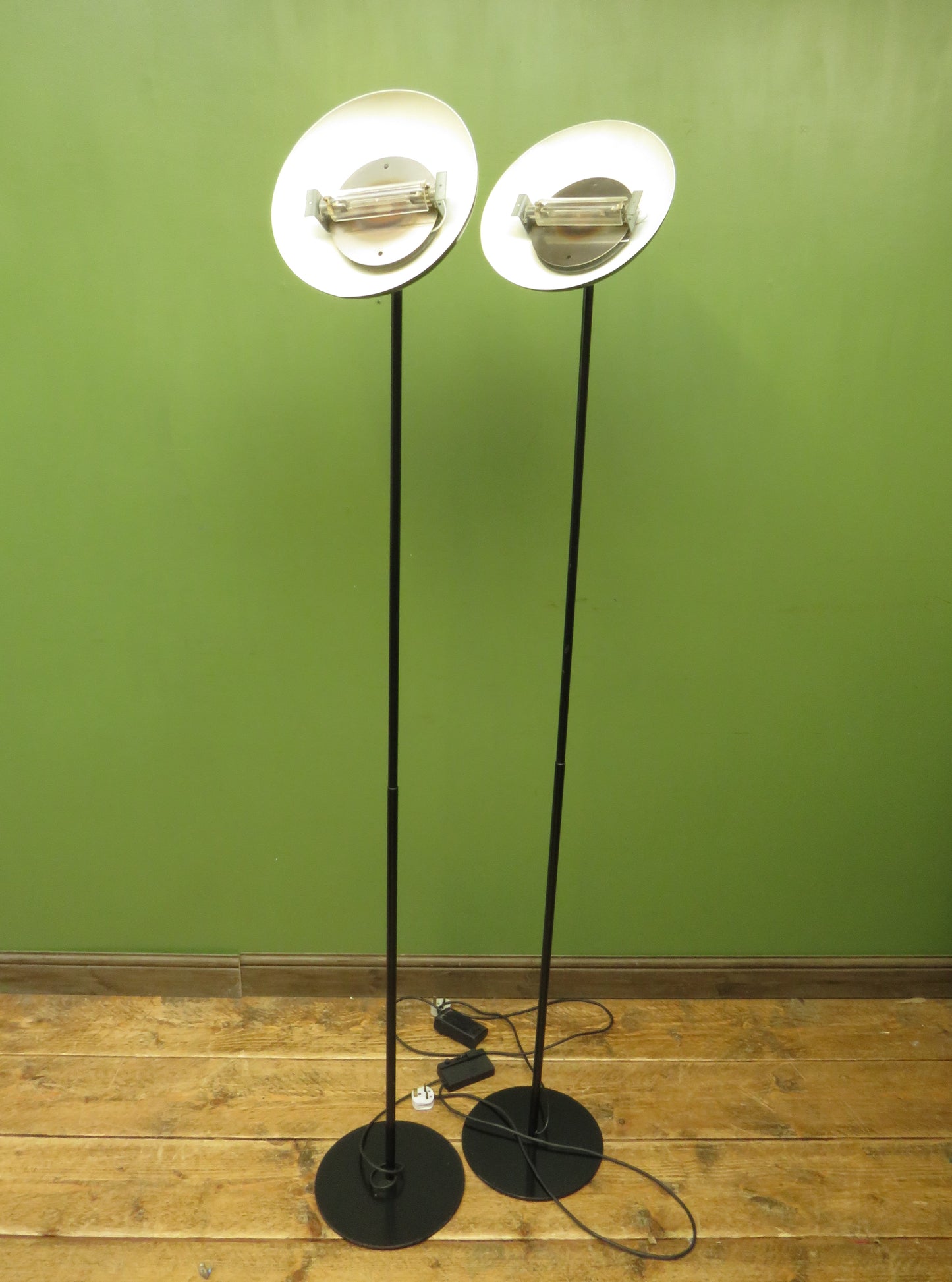 Pair of Vintage 1980s Relux Italian Halogen Uplighter Lamps with dimmable bulbs