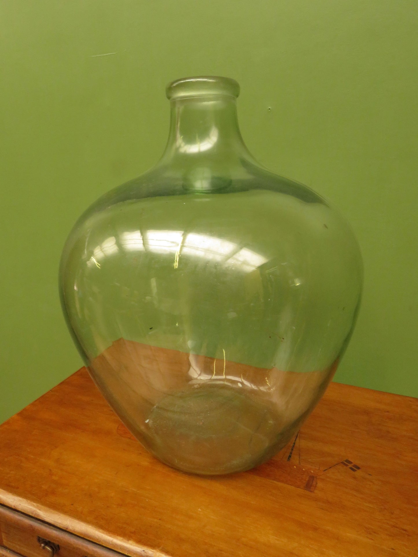Large Antique French Glass Demi John Carboy Bottle