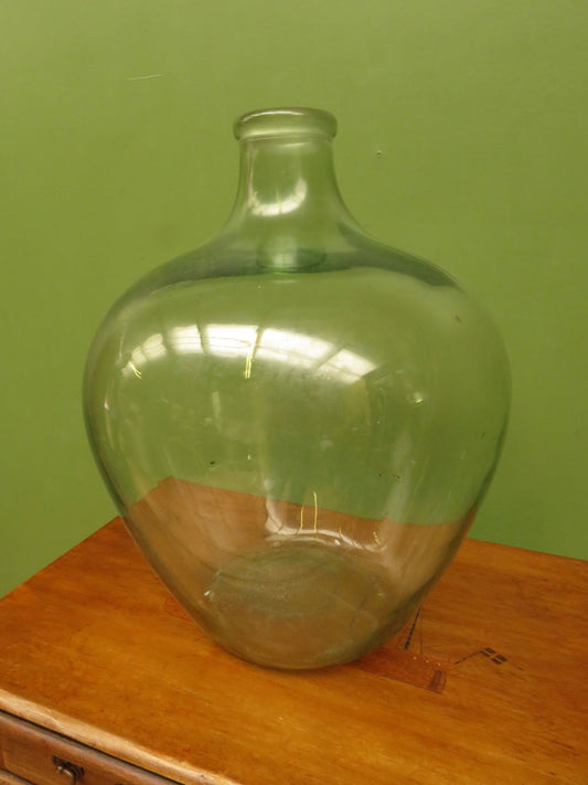 Large Antique French Glass Demi John Carboy Bottle