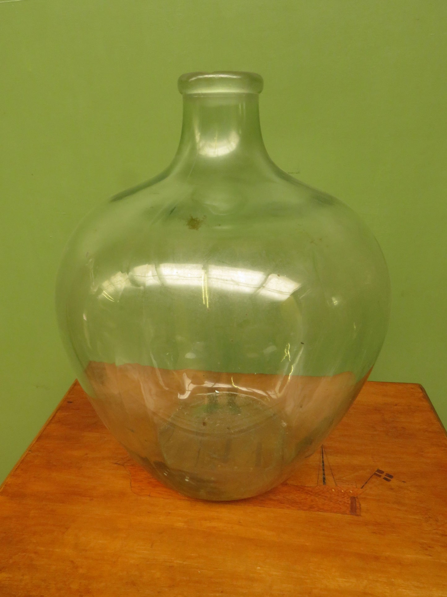 Large Antique French Glass Demi John Carboy Bottle