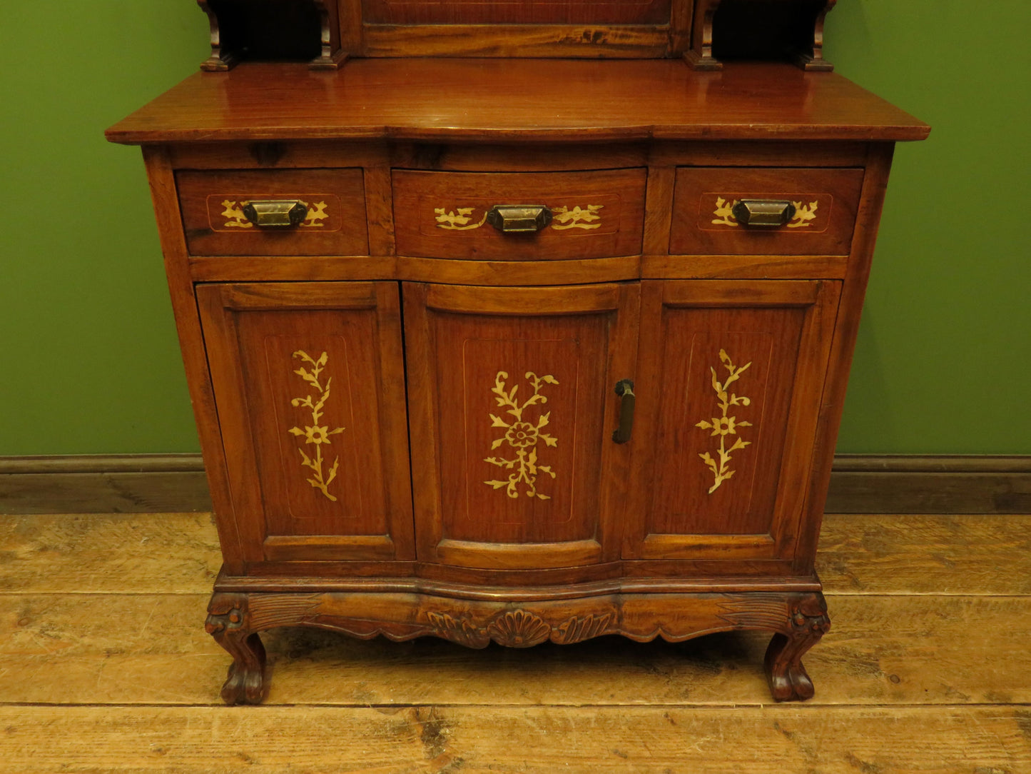 Antique Eastern Dressing Table with Bone Inlays & Triple Mirror