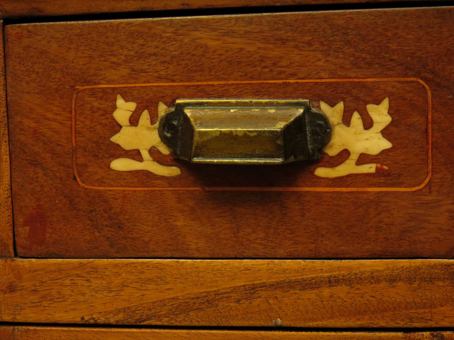 Antique Eastern Dressing Table with Bone Inlays & Triple Mirror