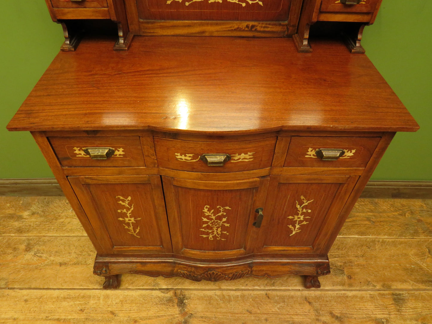 Antique Eastern Dressing Table with Bone Inlays & Triple Mirror