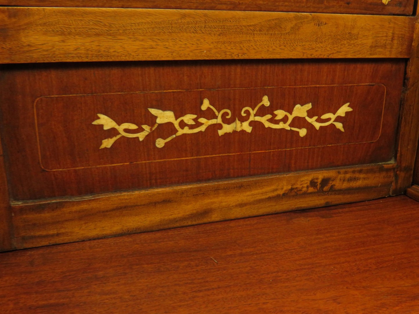 Antique Eastern Dressing Table with Bone Inlays & Triple Mirror